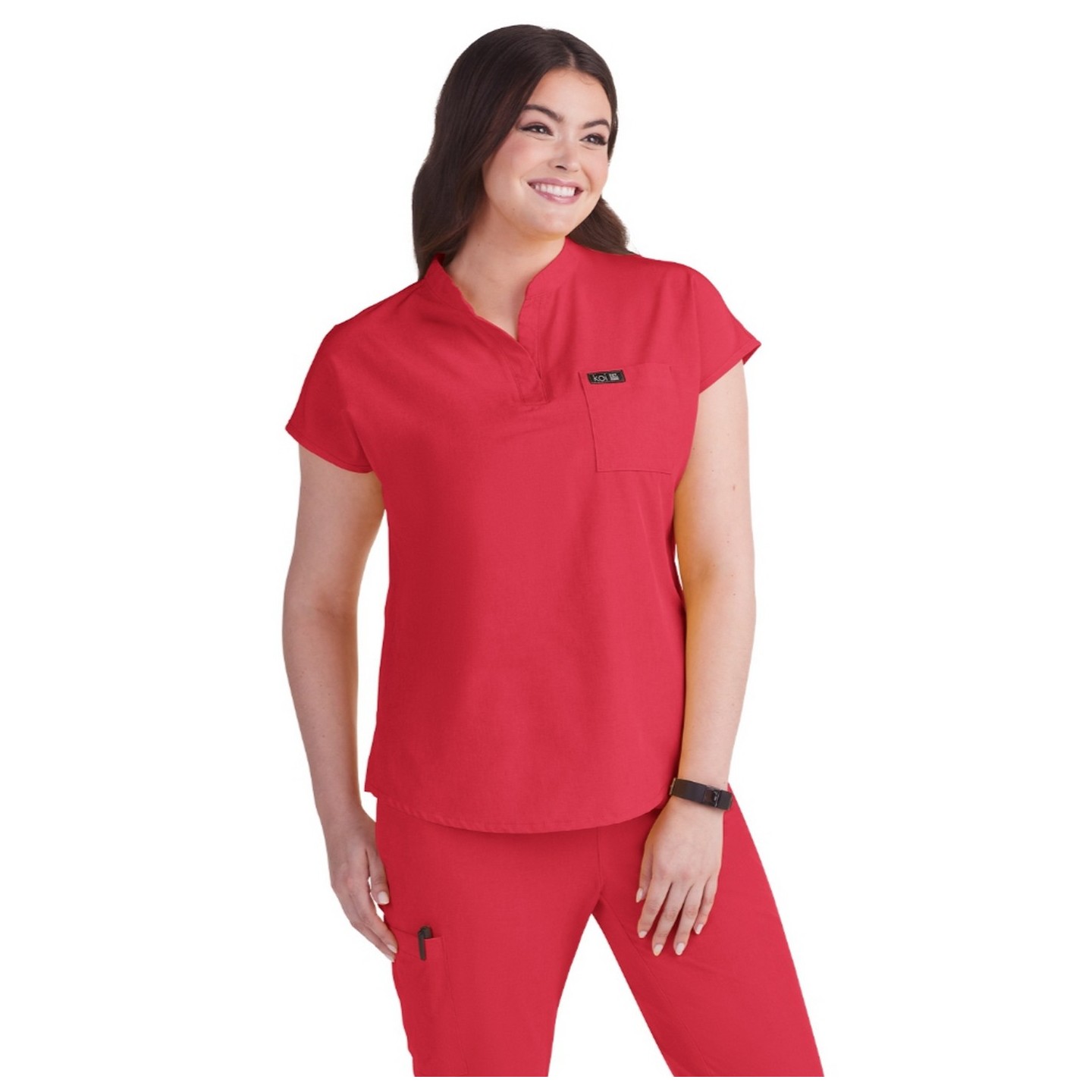 1093 koi Basics Ari Split Neck Top