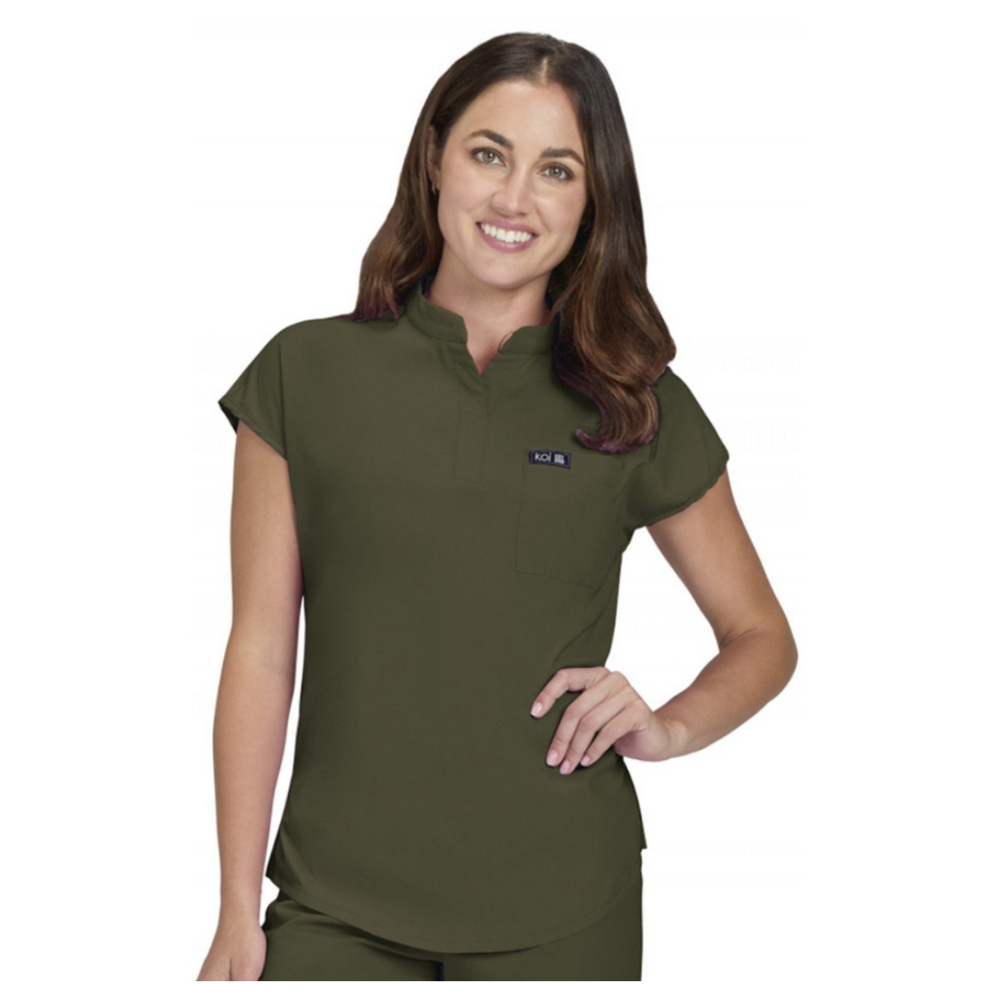 1093 koi Basics Ari Split Neck Top