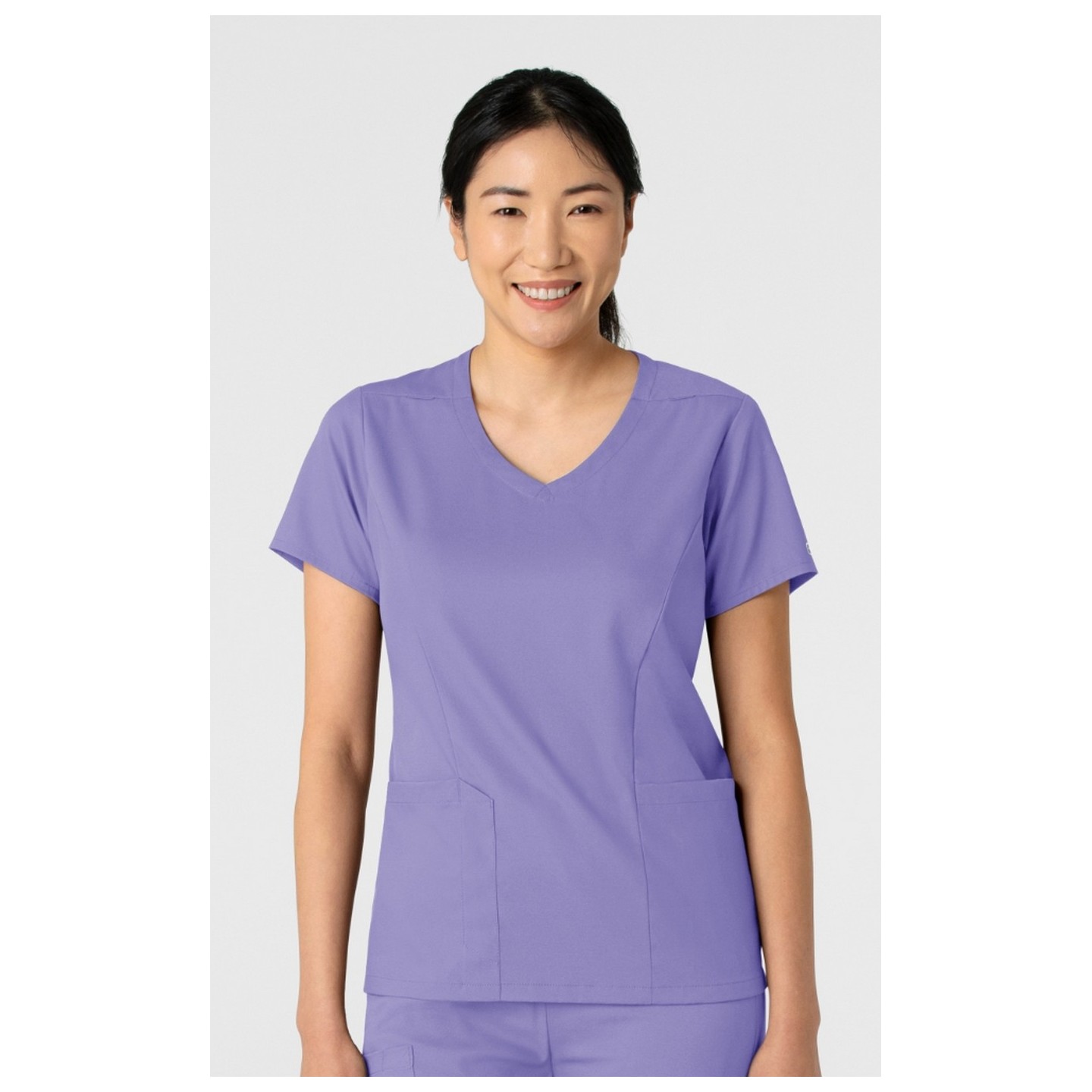 6251 Boundless Curved V-Neck Top with 3 Pockets by WINK