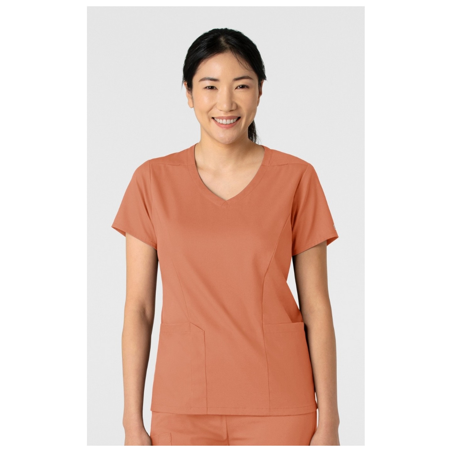 6251 Boundless Curved V-Neck Top with 3 Pockets by WINK