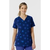 6657 WonderWink Fitted 3-Pocket V-Neck Print Top - Graffiti Blots