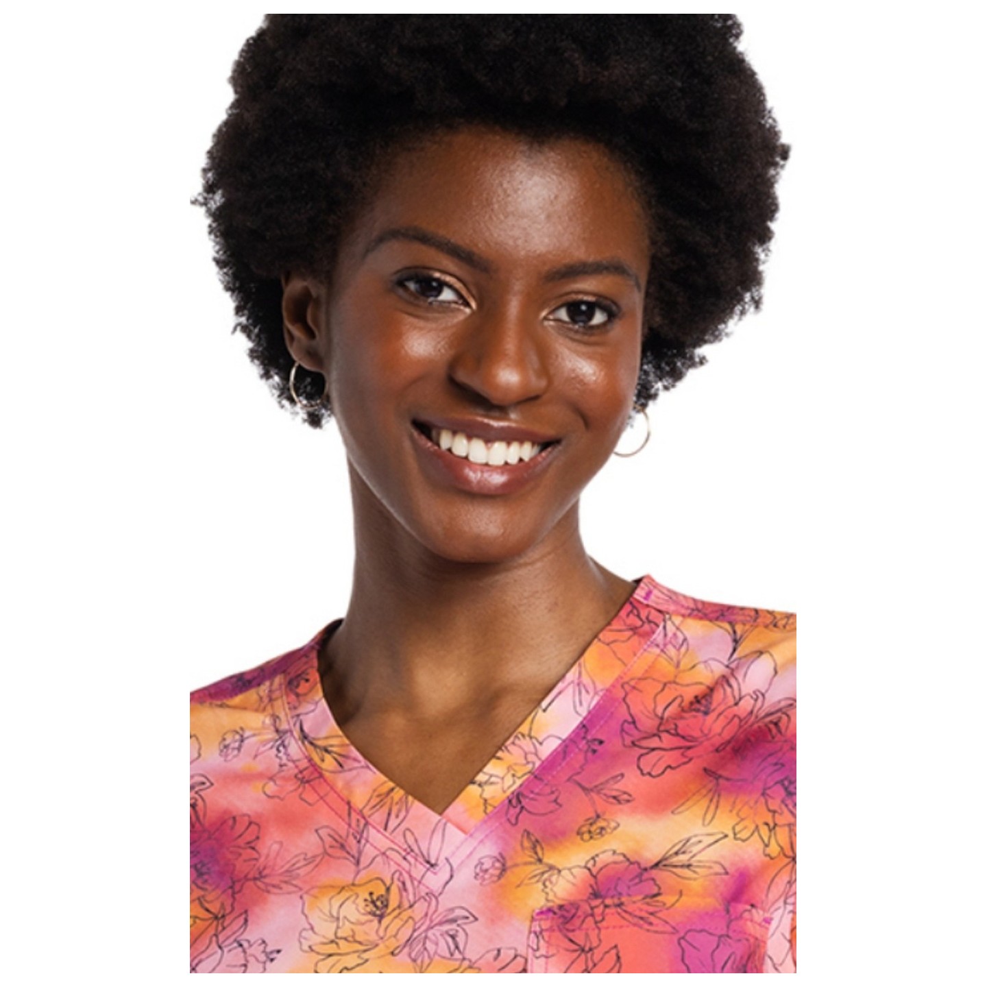 CK664 Cherokee Genuine Chest Pocket Print Top - Floral Wash