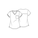 CK664 Cherokee Genuine Chest Pocket Print Top - Floral Wash