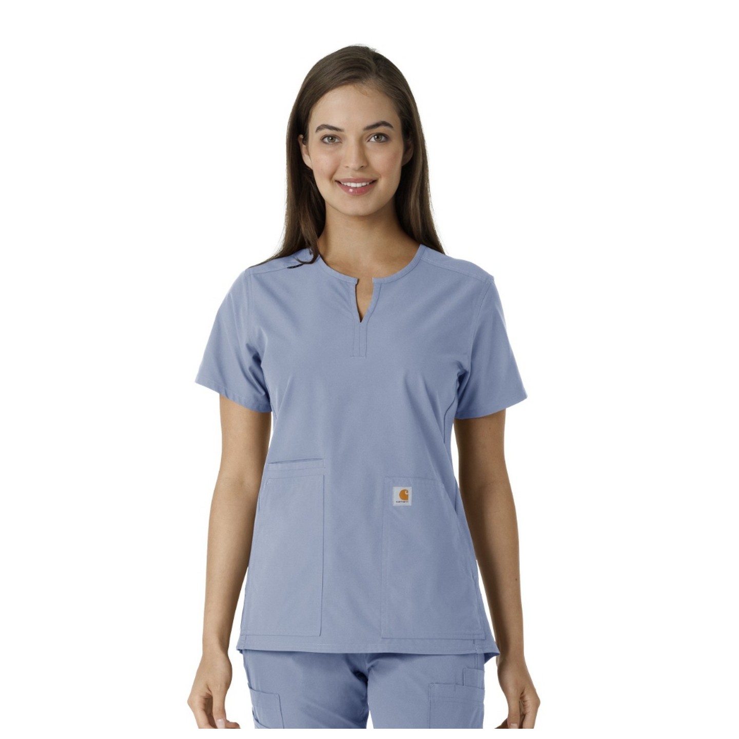 C12413 Carhartt Force Essentials Notch Neck Tunic Top with Knit Panels