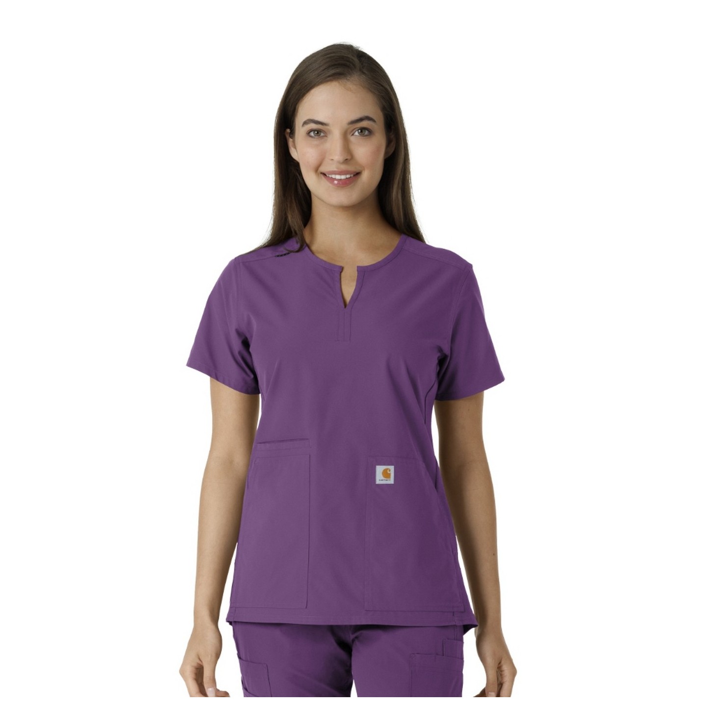 C12413 Carhartt Force Essentials Notch Neck Tunic Top with Knit Panels