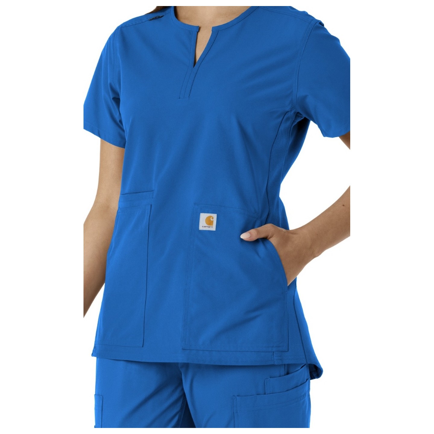 C12413 Carhartt Force Essentials Notch Neck Tunic Top with Knit Panels