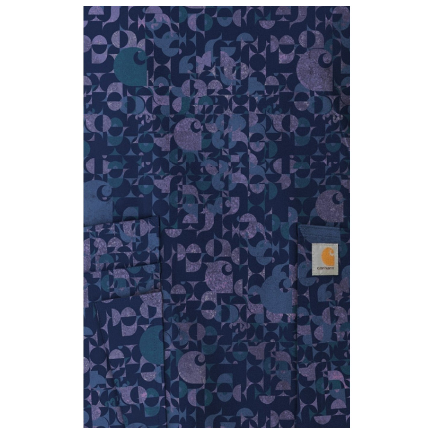 C13414 Carhartt 4 Pocket V-Neck Print Top - Geo Logo Navy