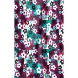 Z12213 Zoe + Chloe Curved V-neck Print Scrub Top - Skater Check Wine