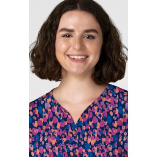 6267 WINK Haut Imprimé à Manches Dolman avec Col en Y - Painted Dots Navy