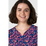 6267 WINK Dolman Y-Neck Print Scrub Top - Painted Dots Navy