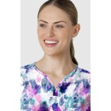 6267 WINK Dolman Y-Neck Print Scrub Top - Futuristic Floral