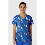 6147 WINK 2 Pocket V-Neck Print Top - Dog-tor Duty
