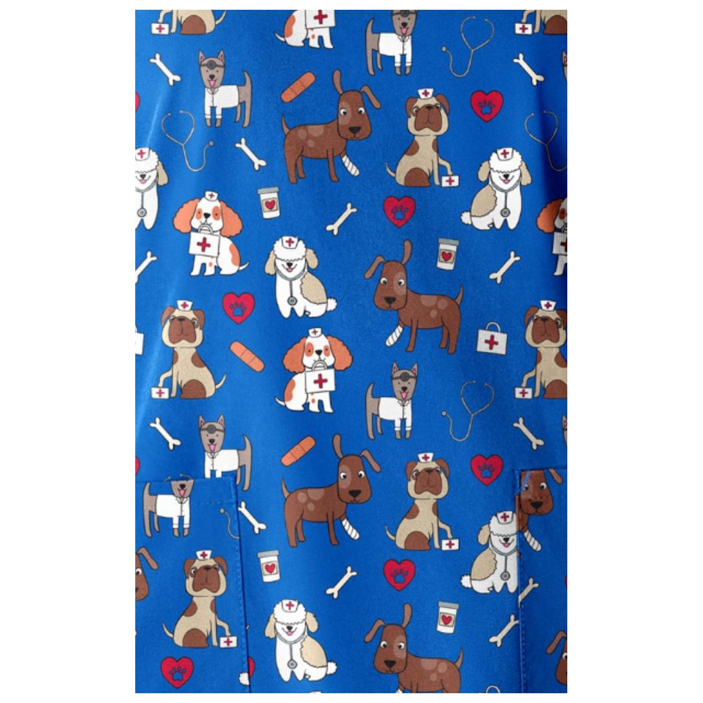 6147 WINK 2 Pocket V-Neck Print Top - Dog-tor Duty