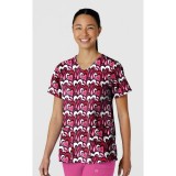 6147 WINK 2 Pocket V-Neck Print Top - Heart Flow