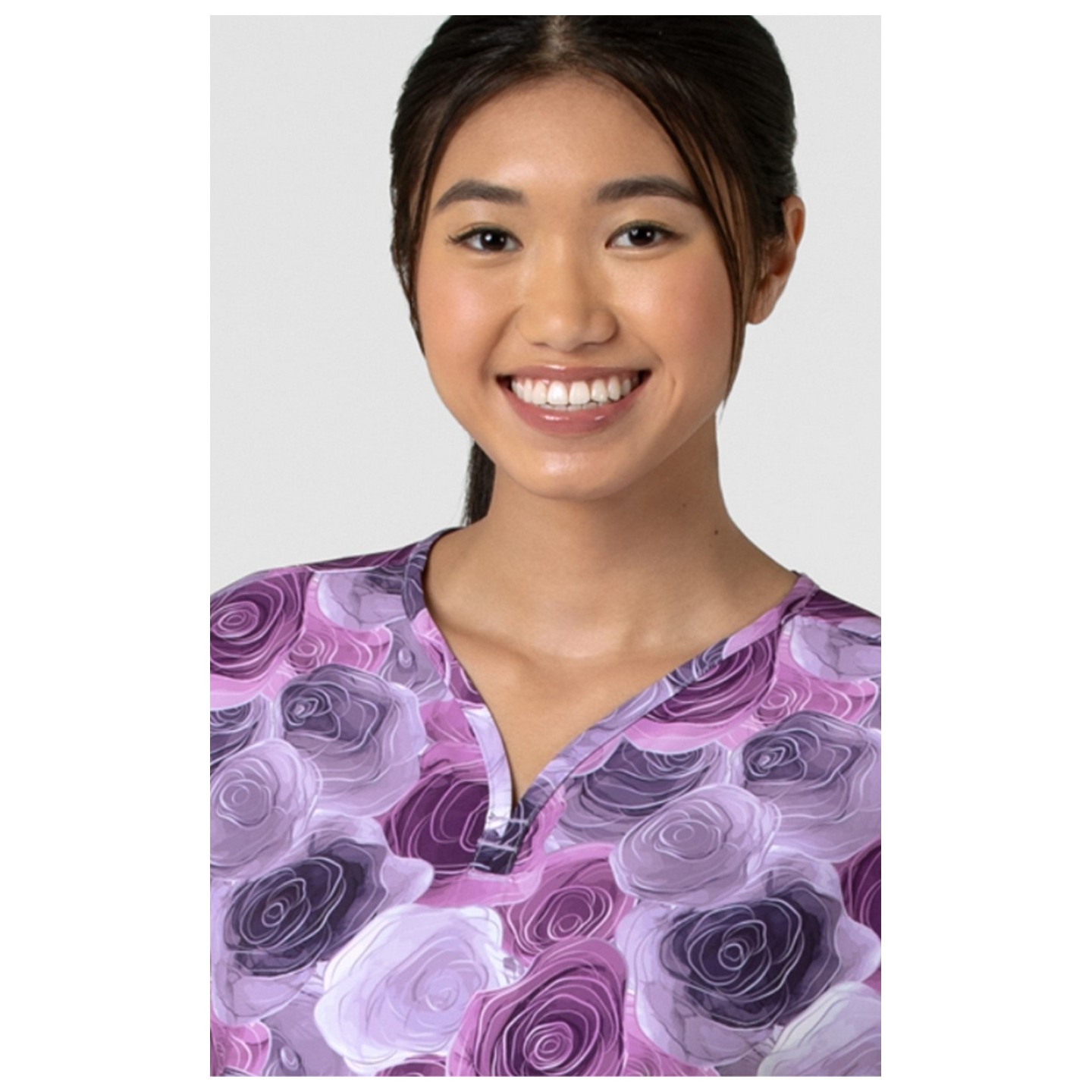 6267 WINK Dolman Y-Neck Print Scrub Top - Grace Bouquet