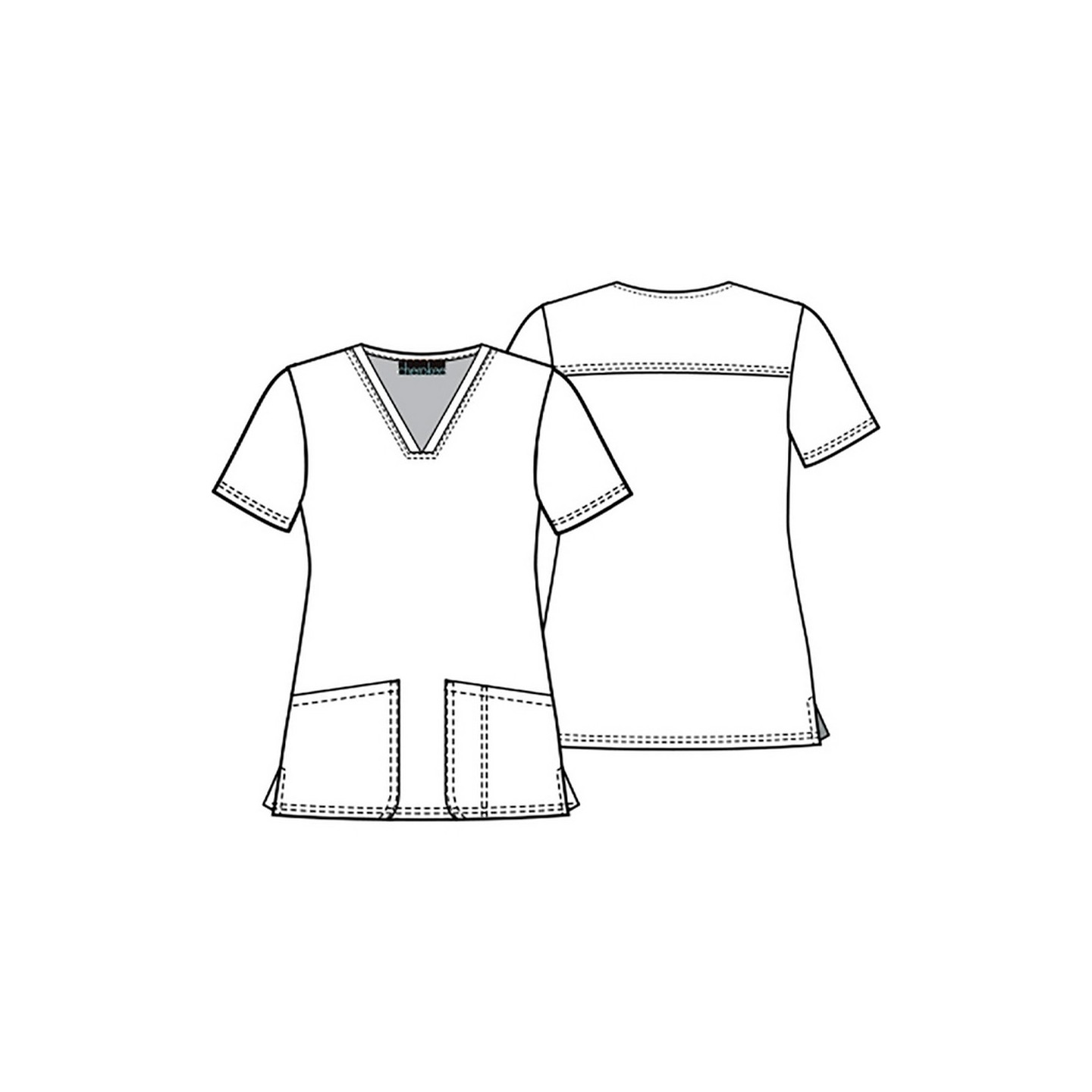 CK671 Cherokee Genuine Classic V-Neck 2 Pocket Print Top - Fin-tastic Watercolor