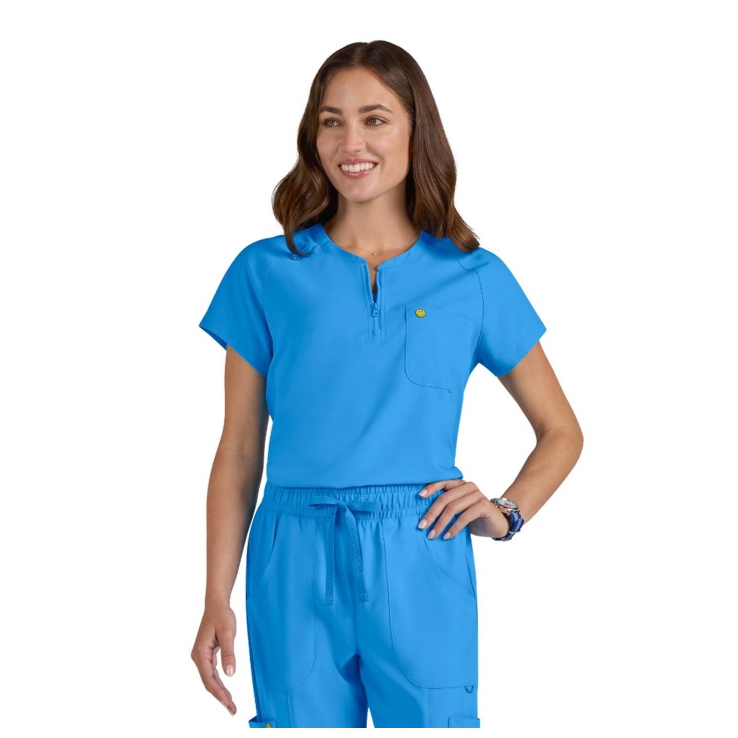 S100 Smiley World Ecstatic Zipper Neck Top by koi