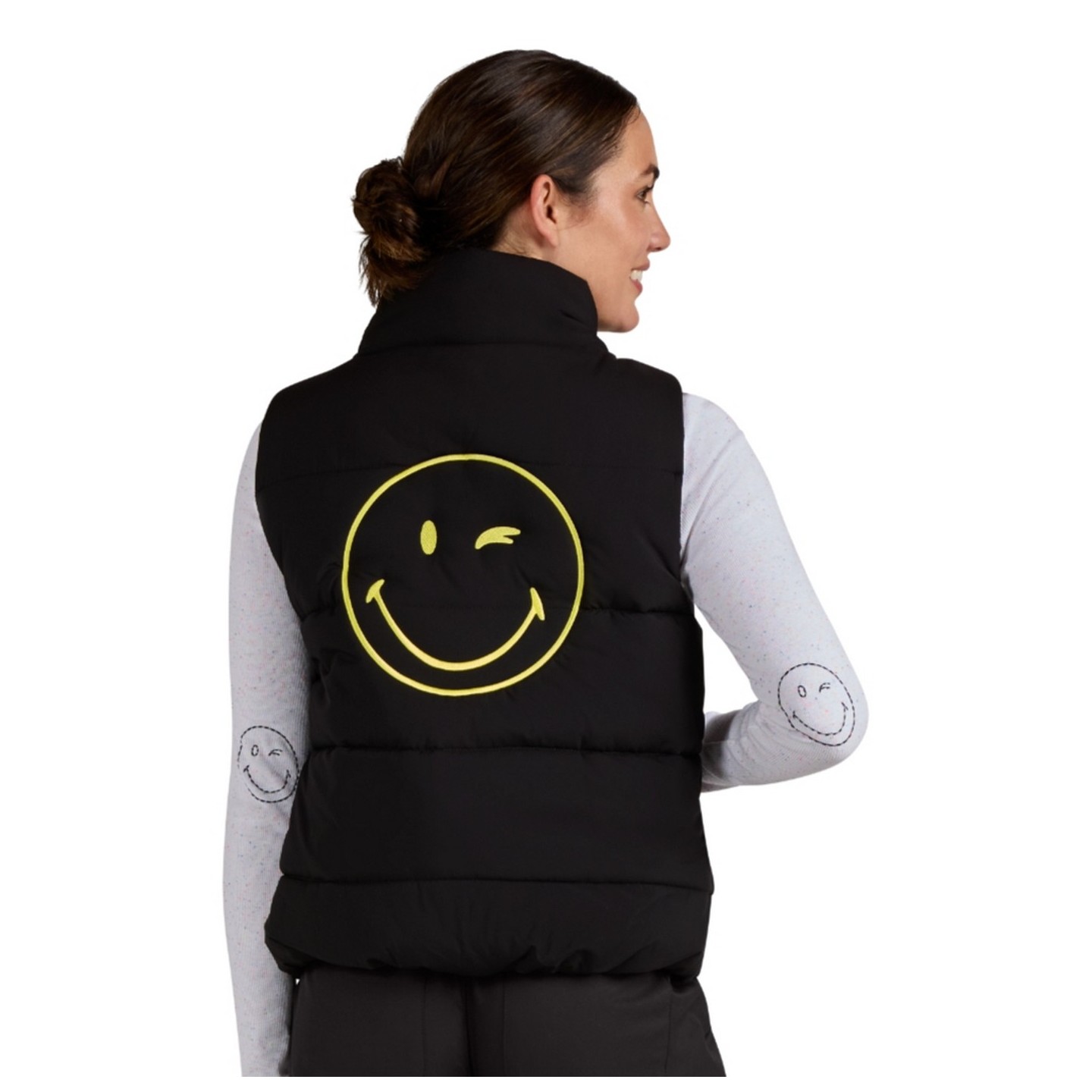 S400 Smiley World Delighted Cropped Puffer Vest by koi