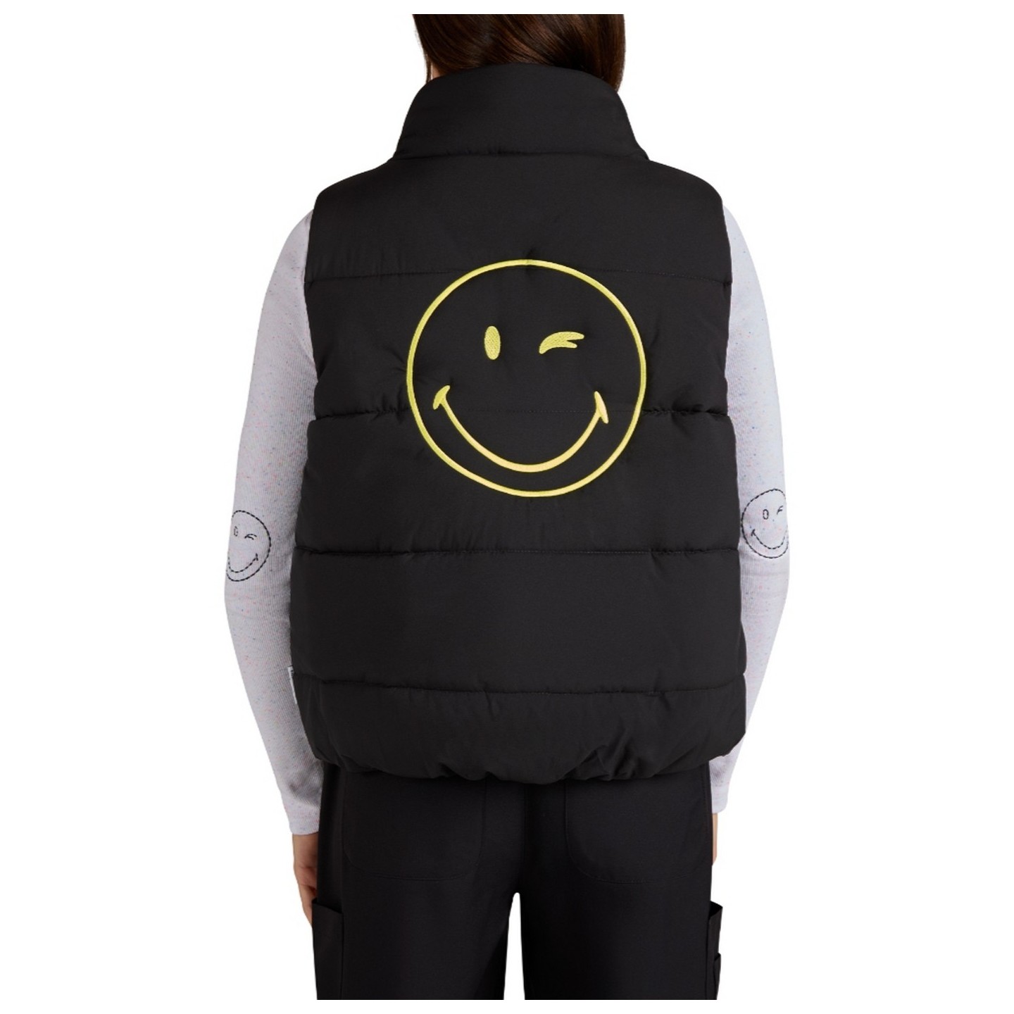 S400 Smiley World Delighted Cropped Puffer Vest by koi