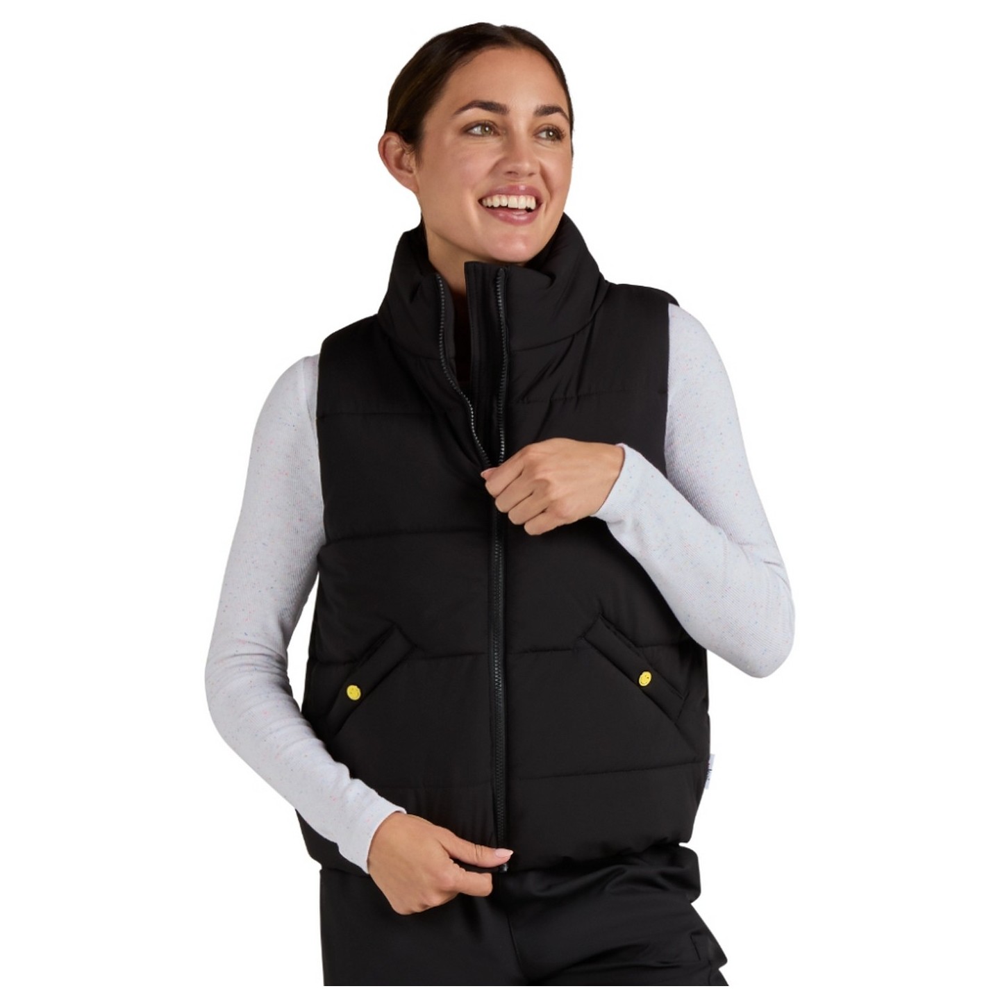 S400 Smiley World Delighted Cropped Puffer Vest by koi