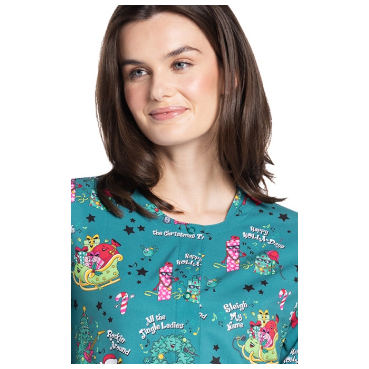 CK321 Cherokee Genuine Snap Front Warm Up Print Jacket - Sleigh My Name