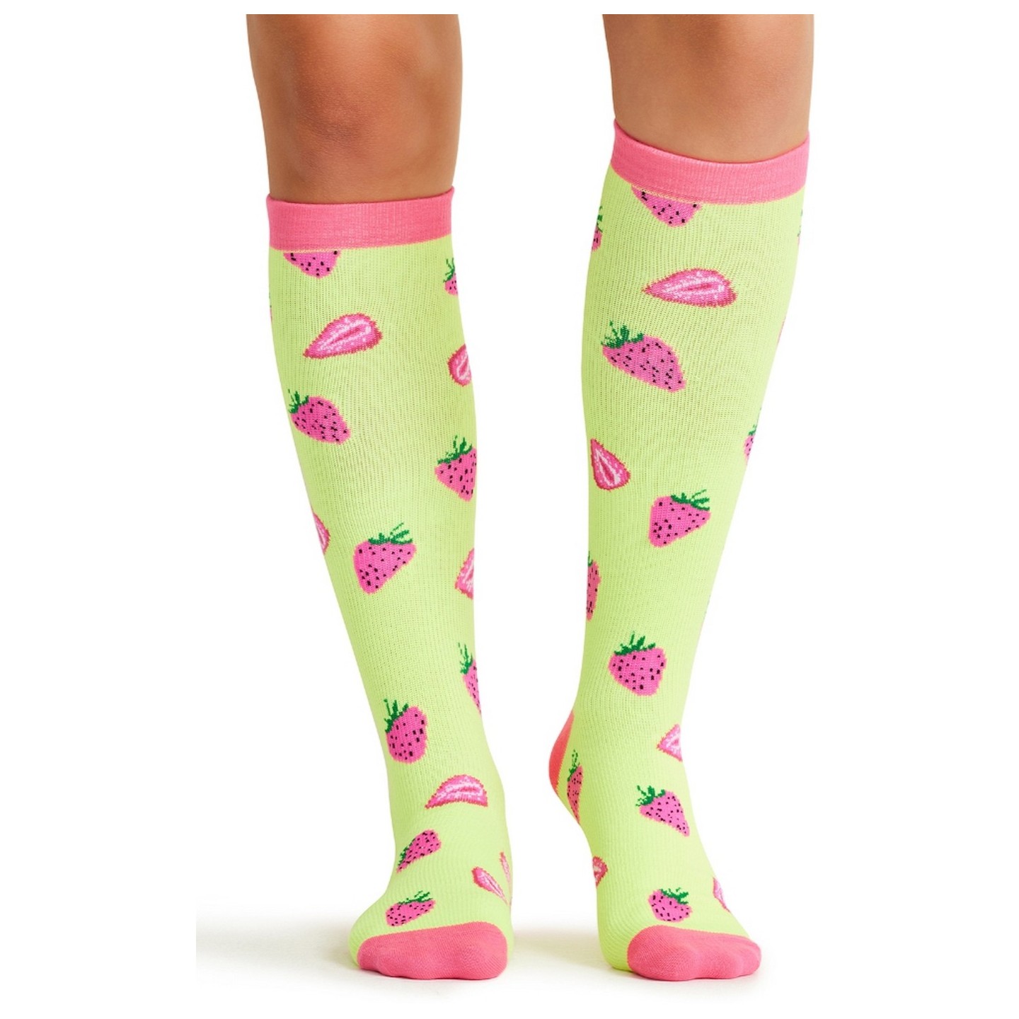 Print Support Strawberry Patch Women's Graduated Medium Support Compression Socks by Cherokee