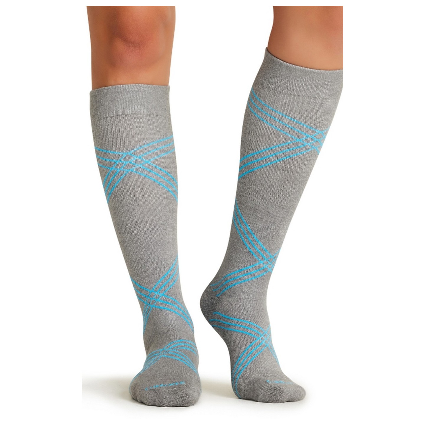 LX Support Twisted Turquoise Unisex Medium Compression Knee High Socks with Arch Support by Cherokee