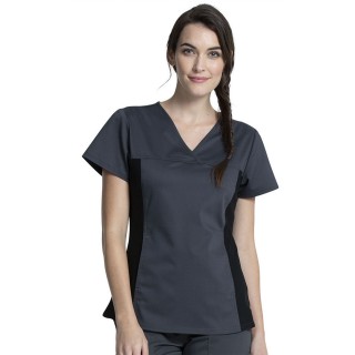 WW2875 Workwear Revolution Flexi Panel V-Neck Top with Kangaroo Pocket by Cherokee