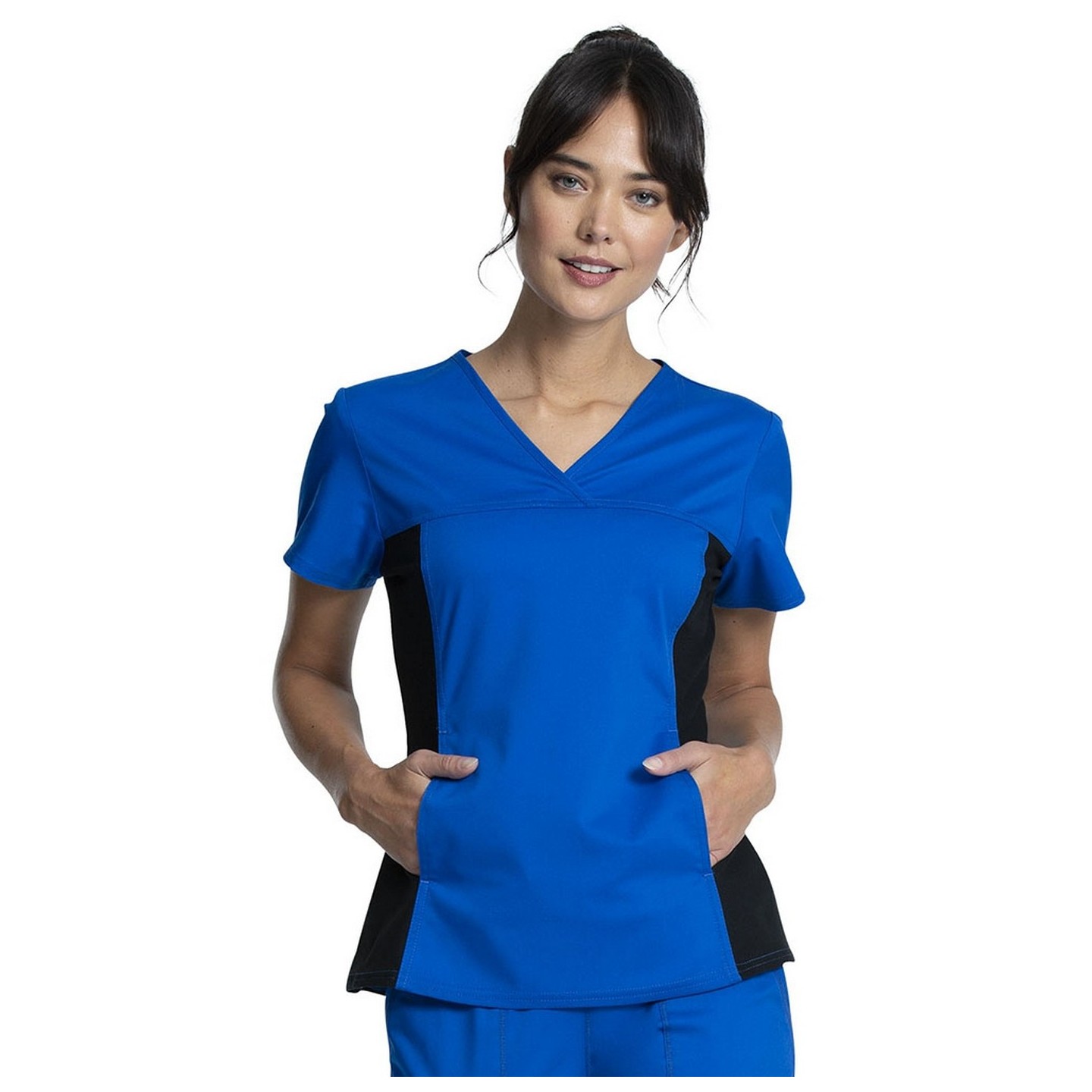 WW2875 Workwear Revolution Flexi Panel V-Neck Top with Kangaroo Pocket by Cherokee