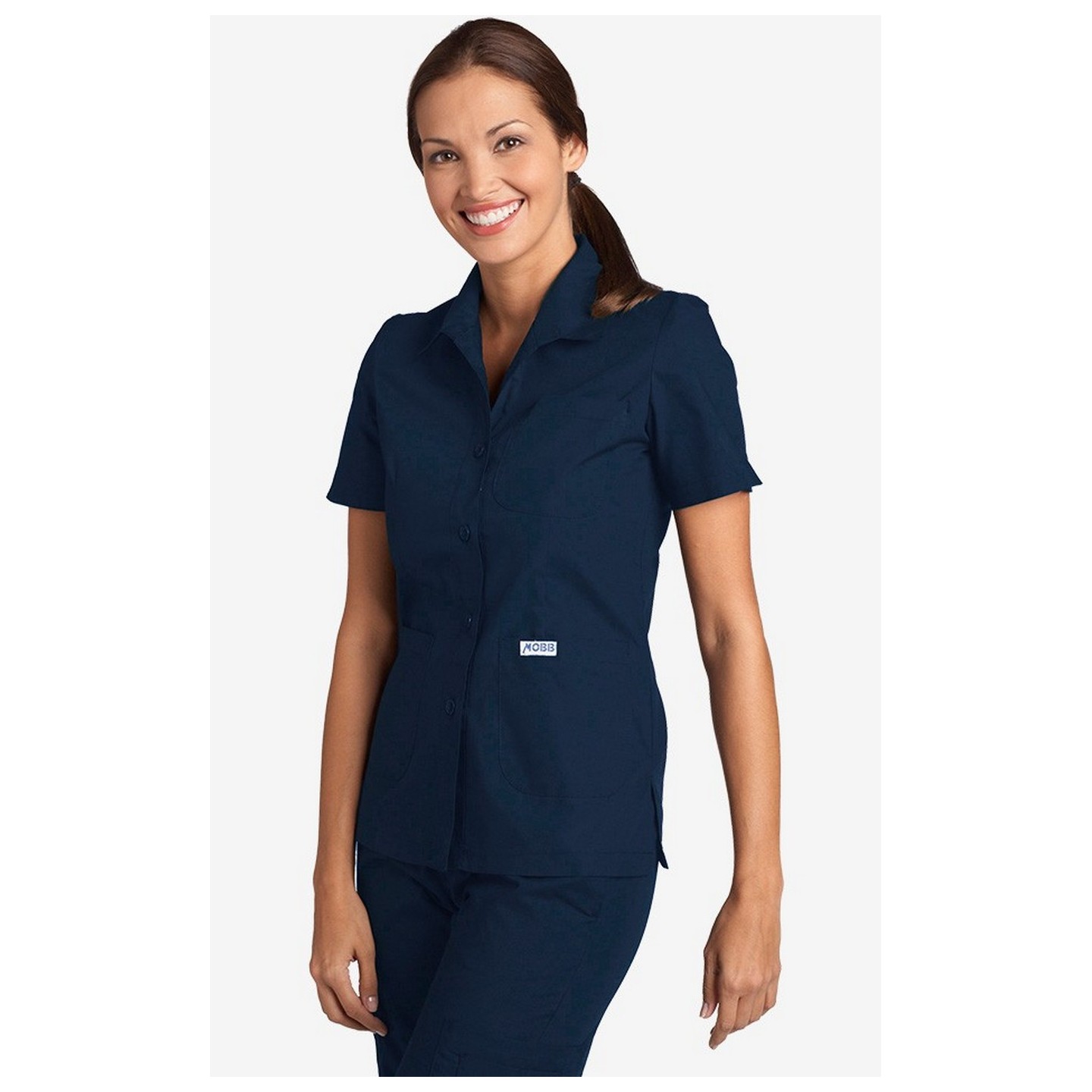 Button Front Top With Collar by MOBB Top - Navy (NN)