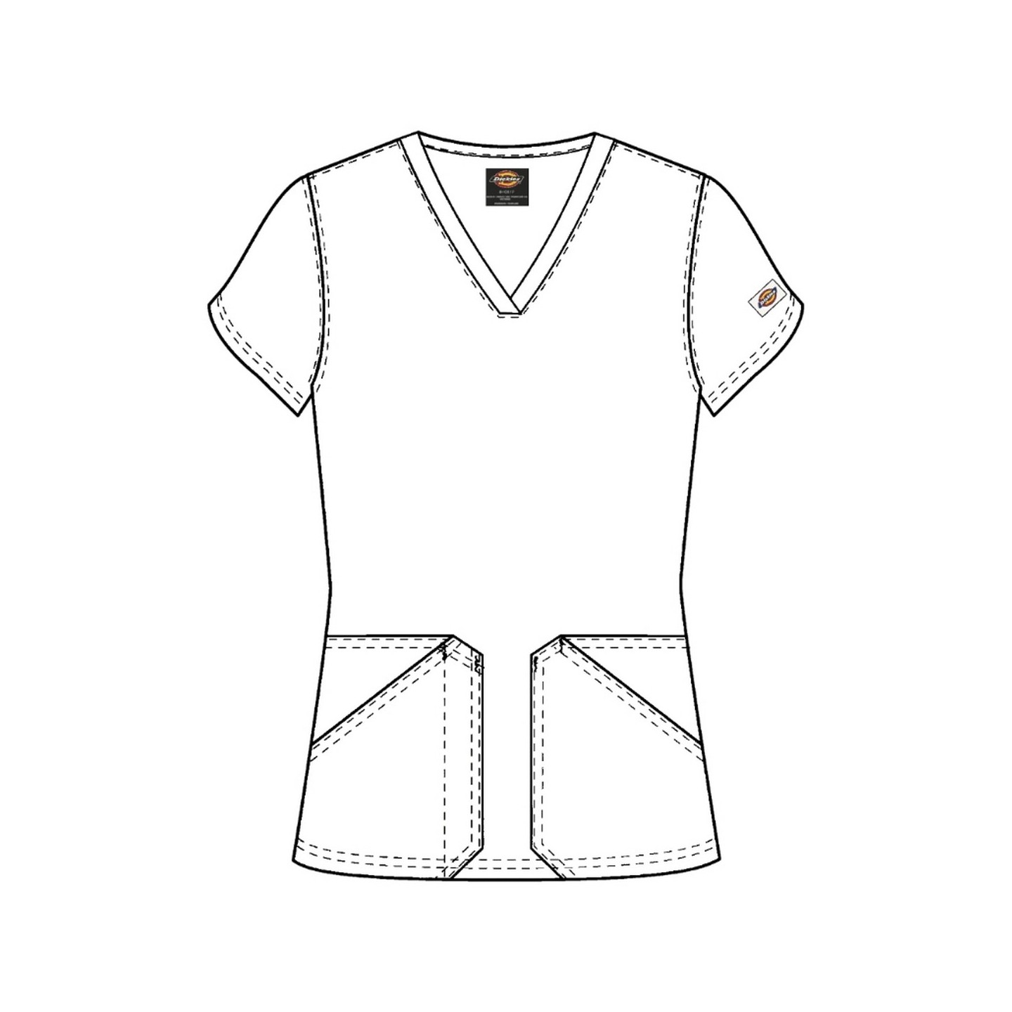 DK667 Dickies 4 Pocket V-Neck Print Top - Rustic Toile