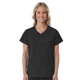 1726 Red Panda Women's Curved Mock Wrap Top by Maevn