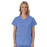 1726 Red Panda Women's Curved Mock Wrap Top by Maevn