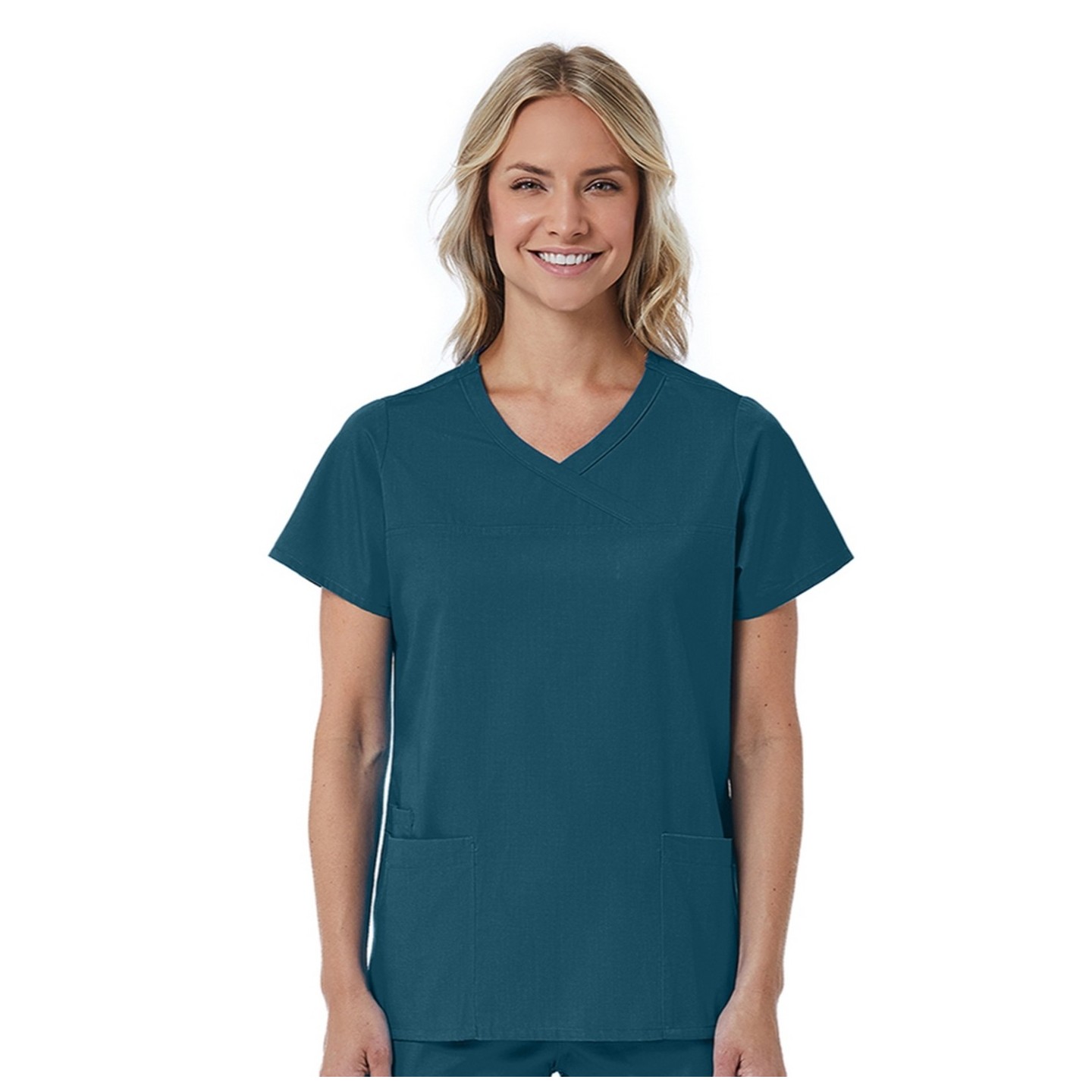 1726 Red Panda Women's Curved Mock Wrap Top by Maevn