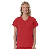 1726 Red Panda Women's Curved Mock Wrap Top by Maevn