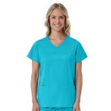 1726 Red Panda Haut Mock Wrap à Col Courbée pour Femmes par Maevn