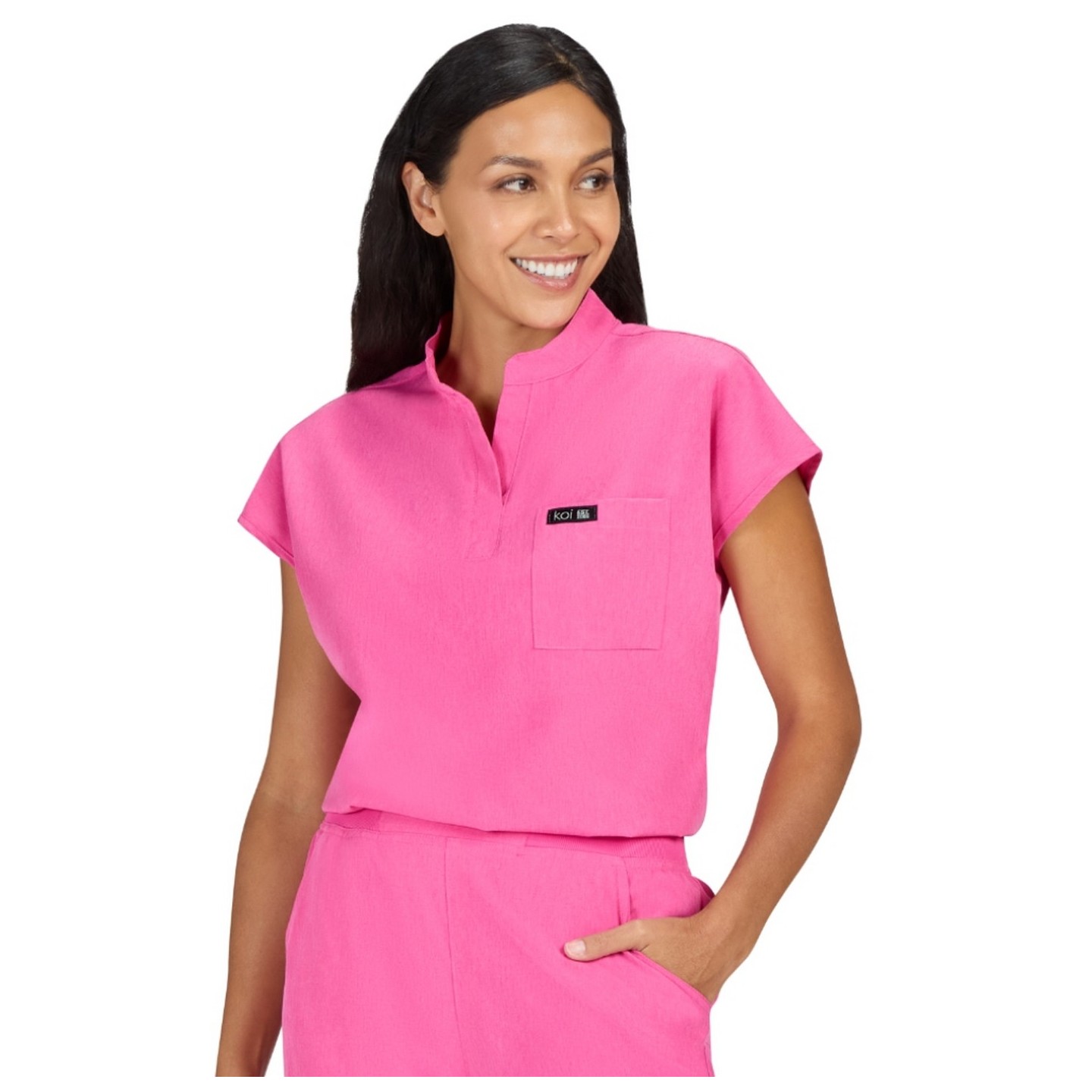 1093 koi Basics Ari Split Neck Top