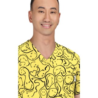 S650PR Confident Men's Print Top from SmileyWorld by koi - Trippy Smiles