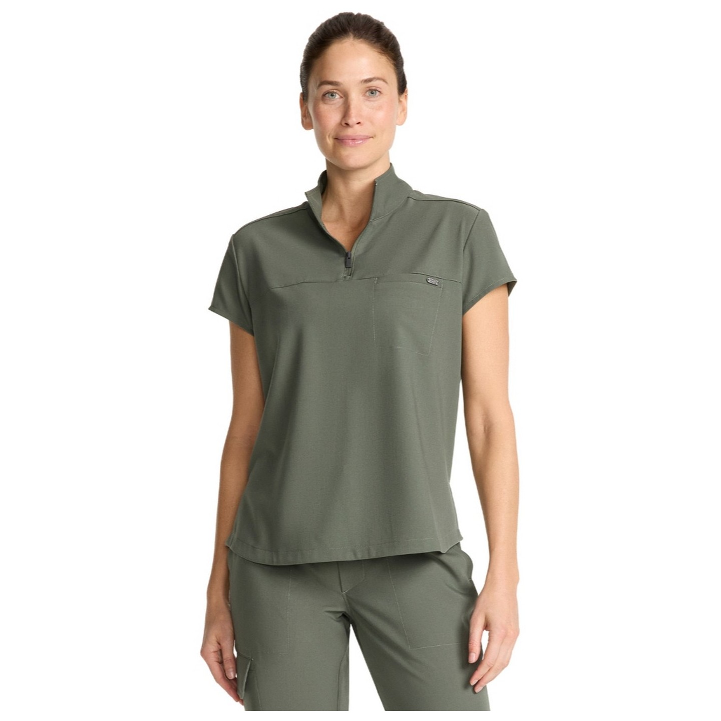 HH752 Quest Bella Partial Zip Stand Collar Scrub Top by Healing Hands