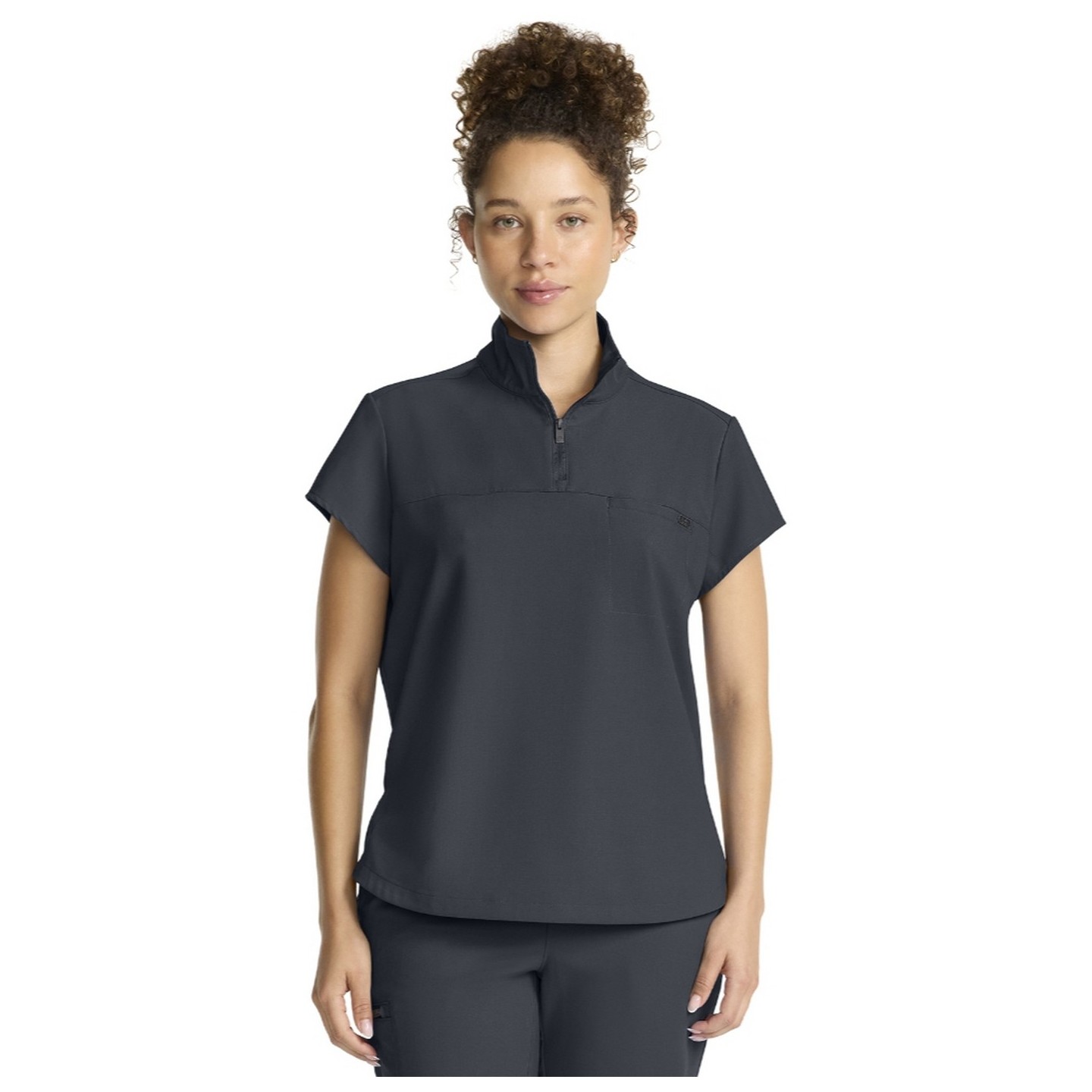 HH752 Quest Bella Partial Zip Stand Collar Scrub Top by Healing Hands
