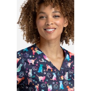 1767 Maevn V-Neck Print Top - Furr-ever Colorful