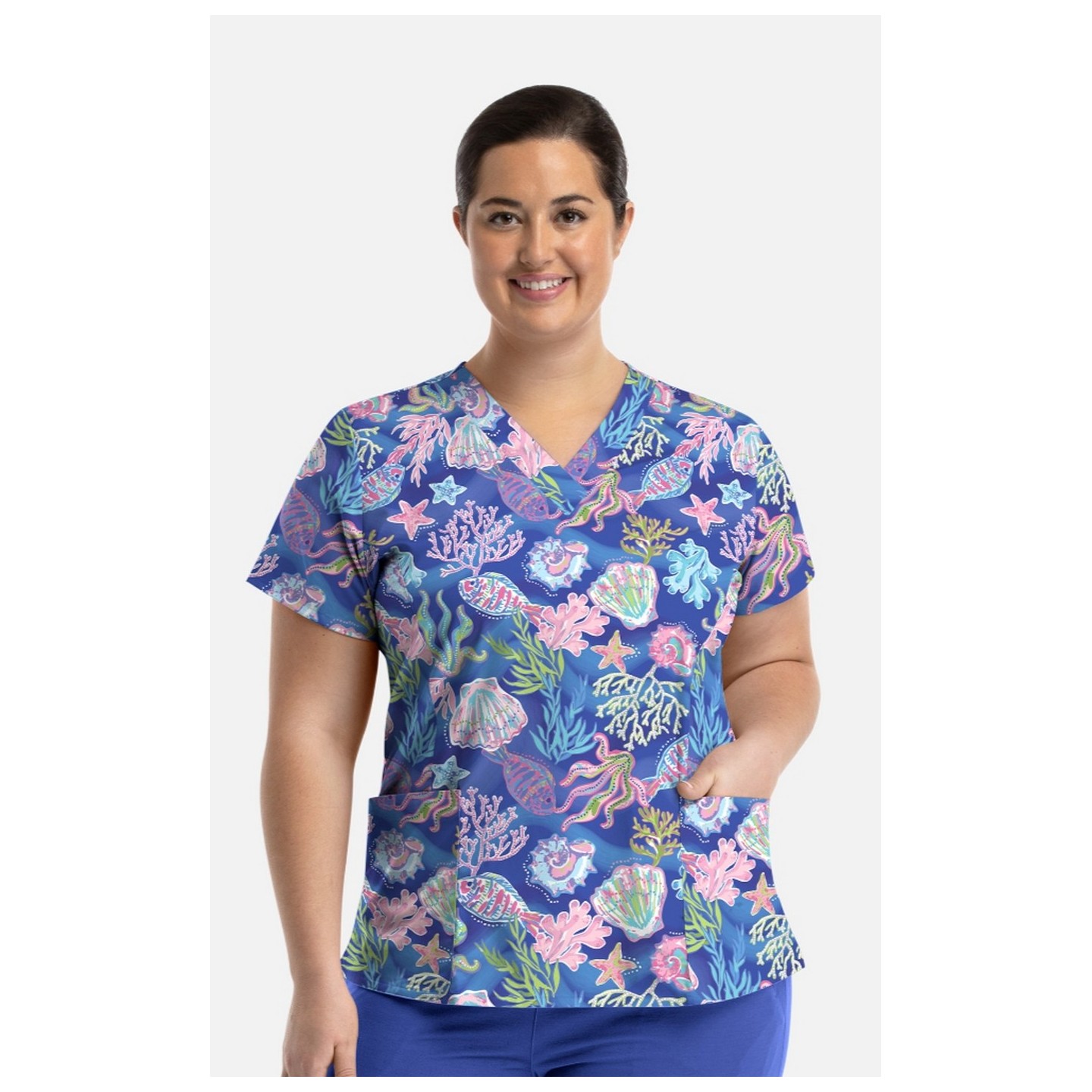 1767 Maevn V-Neck Print Top - Summer Tides