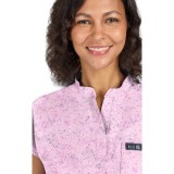 1093PR koi Basics Ari Split Neck Print Top - Splatt Soft Pink