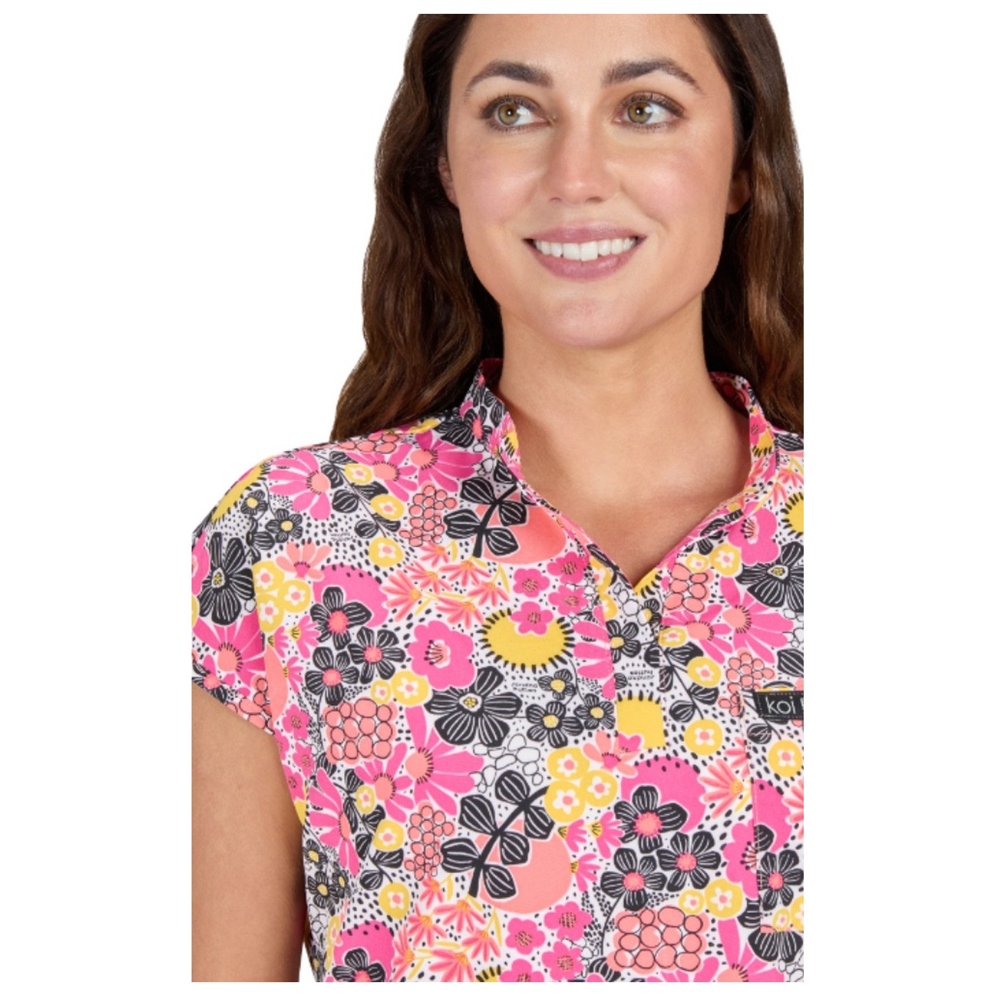 1093PR koi Basics Ari Split Neck Print Top - Susani Floral