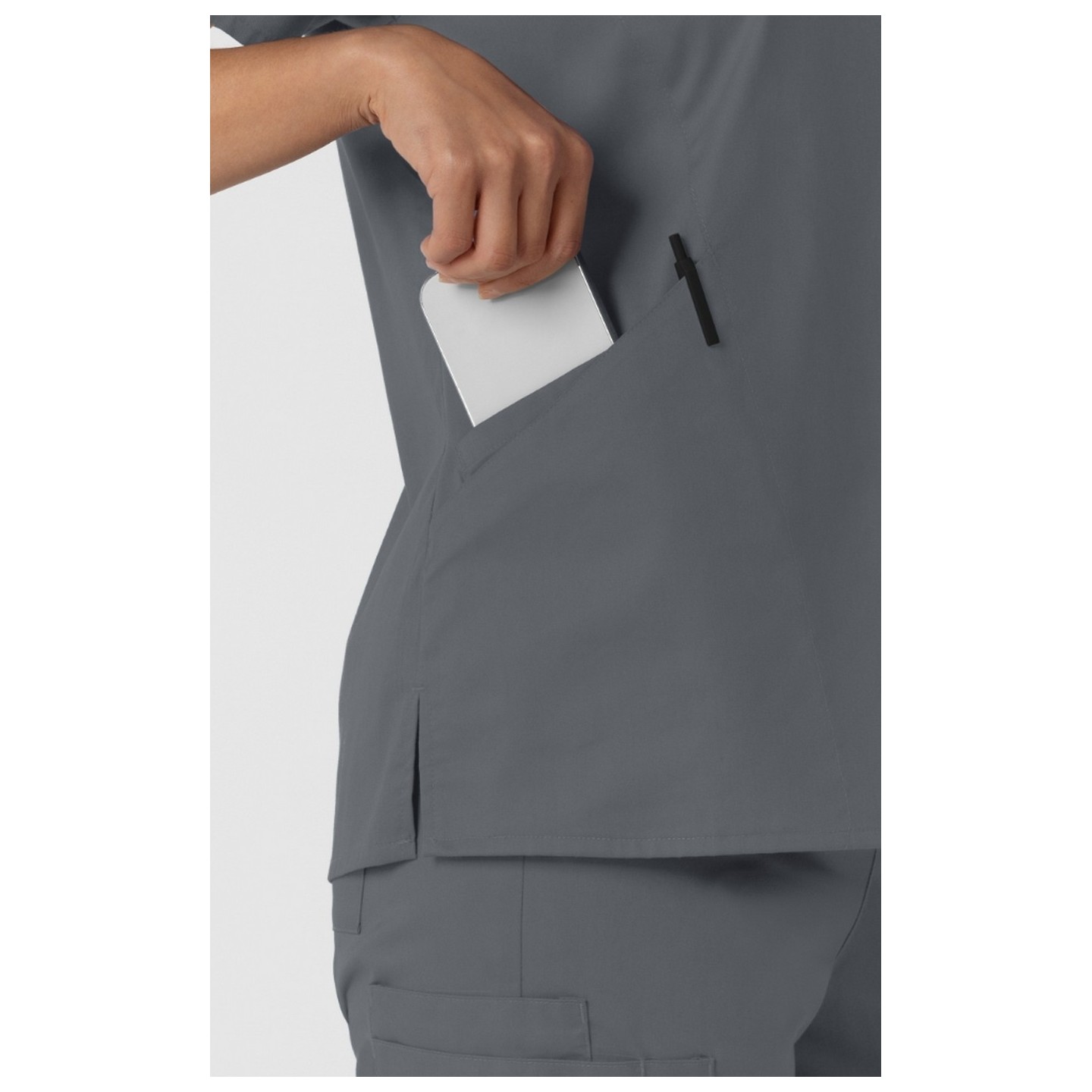 106 WORK Curved V-Neck 3 Pocket Scrub Top by WINK