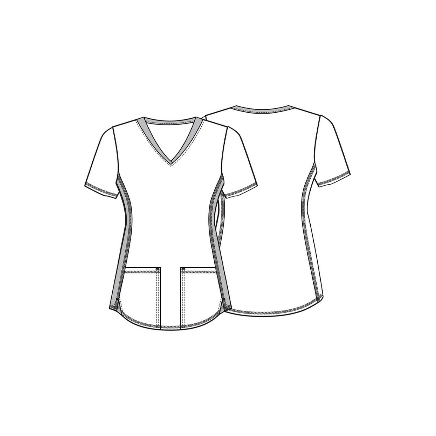 TF783 Tooniforms Fitted V-Neck Print Top with Contrast Details by Cherokee Uniforms - Cheshire Smile 