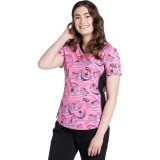 TF783 Tooniforms Fitted V-Neck Print Top with Contrast Details by Cherokee Uniforms - Cheshire Smile 