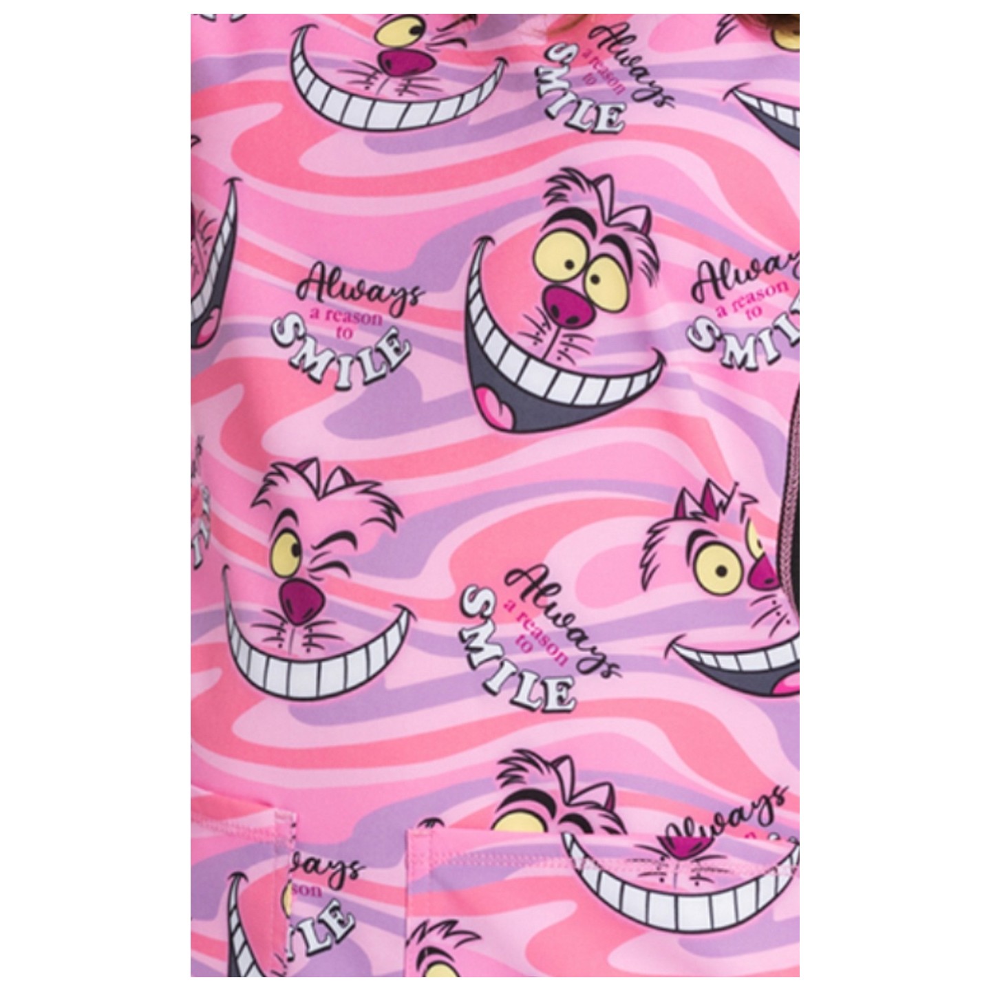 TF783 Tooniforms Fitted V-Neck Print Top with Contrast Details by Cherokee Uniforms - Cheshire Smile 