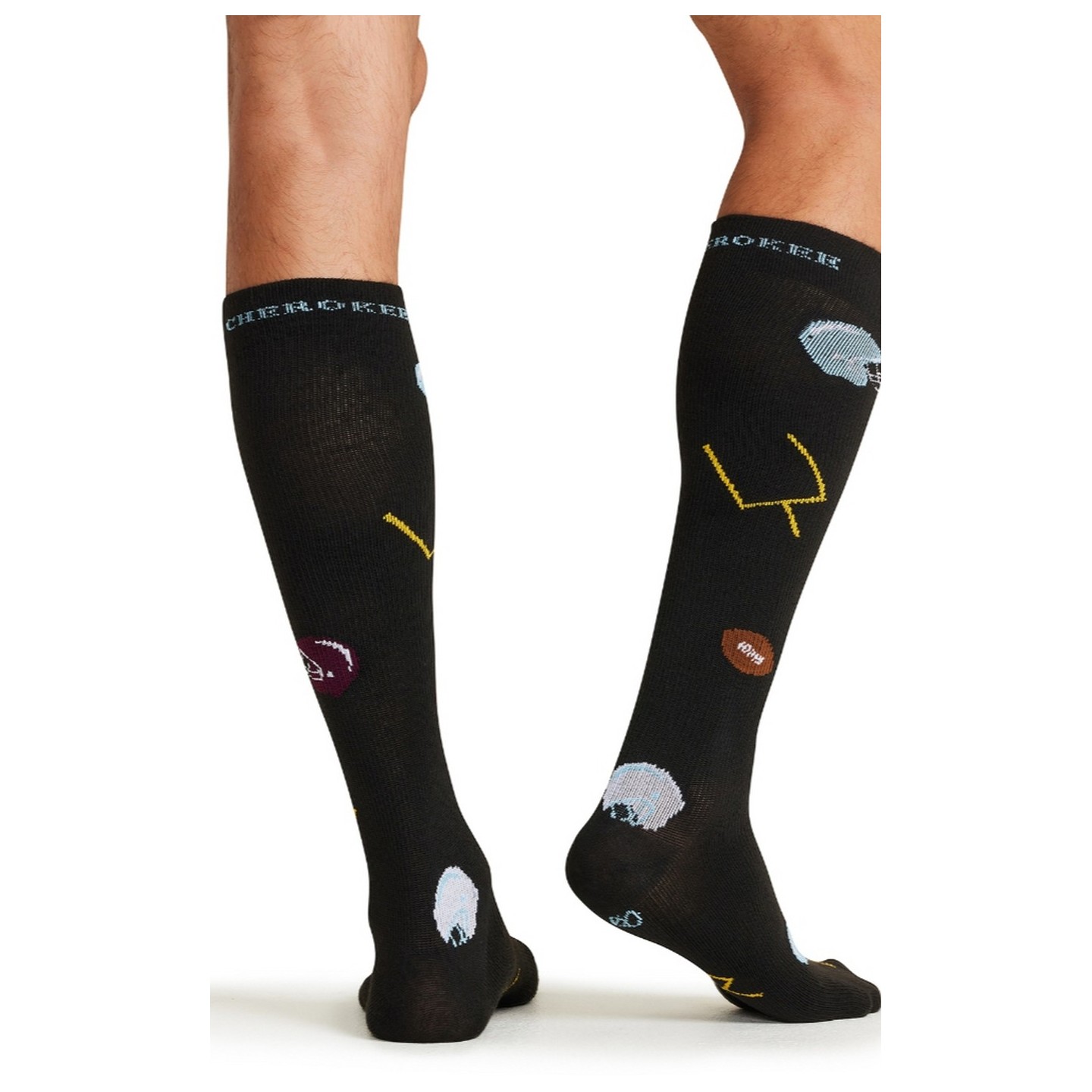 Men's Print Support Football Fun Graduated Medium Support Compression Socks by Cherokee