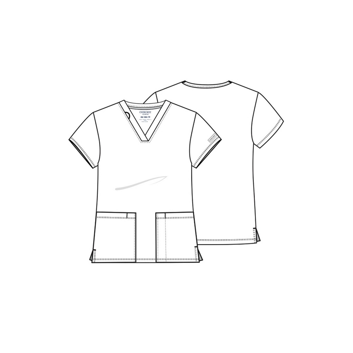 CK832 Achieve 2 Pocket Classic V-Neck Top by Cherokee